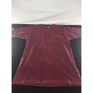 Vintage HONORS Cotton Single Stitch Blank Burgundy T Shirt Men L Pocket USA